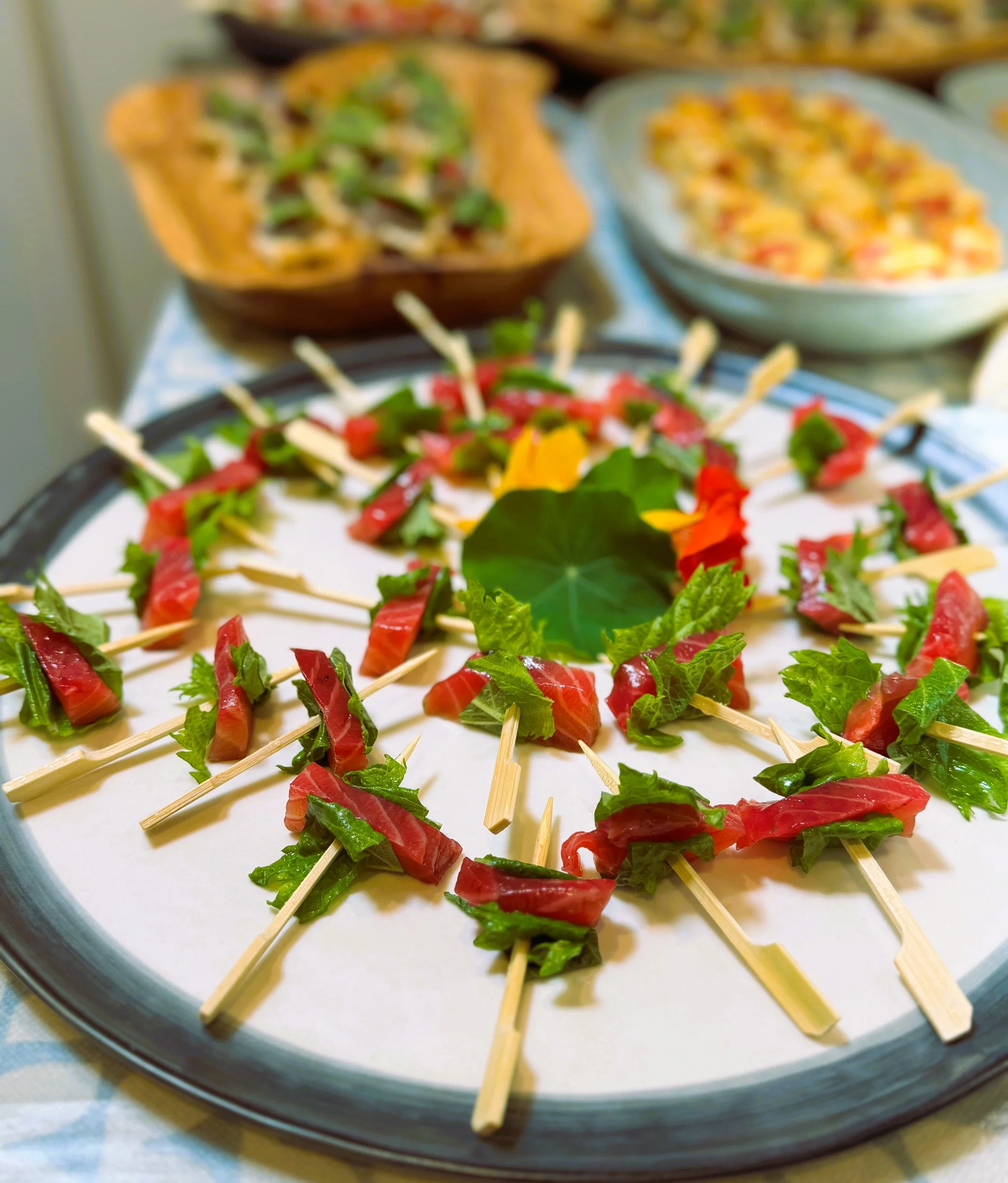 Beetroot & Gin Cured Sea Trout with Shiso Leaf