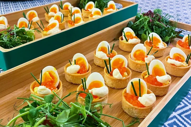 Quails Eggs with Salmon Roe